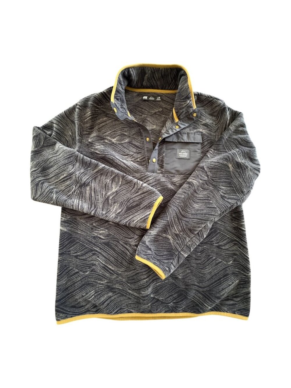 Helly Hanson Maridalen Fleece Pullover Ebony Wave Mid Layer Camping Hiking Large